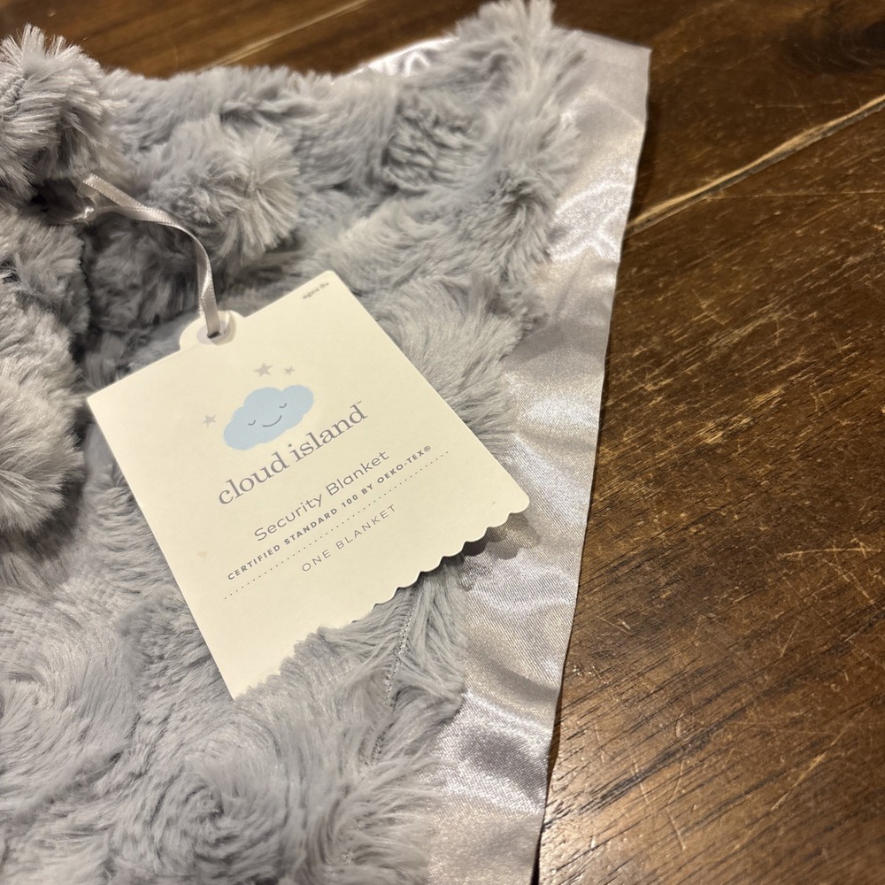 NWT Cloud Island Elephant Lovey Gray Swirl Satin Back Plush 14" Security Blanket - Picture 3 of 6